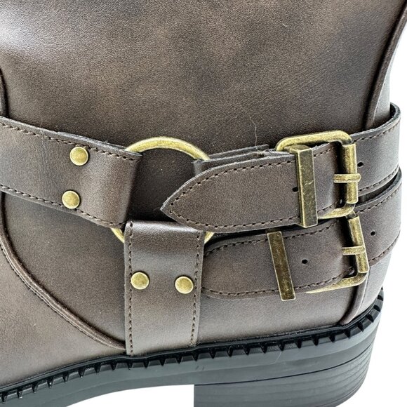 Torrid Moto Buckle Boots Womens Size 10WW Brown Wide Calf Zip Closure NWT - Picture 4 of 8